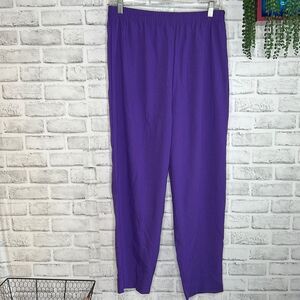 Adolfo Vintage 90s Purple Pull On Cropped Pants Size Medium